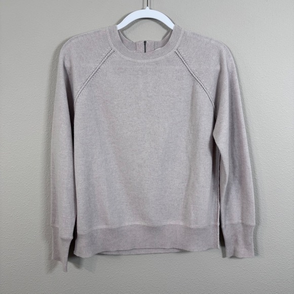 Kinross Cashmere Sweaters - Kinross Cashmere Women's Oatmeal Beige Raglan Back Zip Pullover Sweater Size M